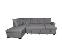 Homey - Chaise Longue Izquierdo Rinconera Sofá Cama en U con Arcón de Almacenaje Modelo Vento, Diseño Moderno, Práctico y Funcional, con Cojines Decorativos de Regalo, Color Gris
