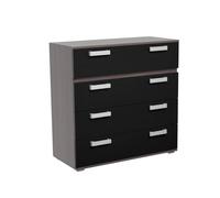 Homey - Cómoda con 4 Cajones, Sinfonier, Comodín Modelo Leina, Práctica y Funcional, Acabado en Ceniza-Negro, Medidas: 89 cm (Ancho) x 89,6 cm (Alto) x 39,6 cm (Fondo)