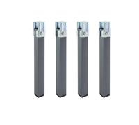 Homey - Juego de 4 Patas cuadradas con Abrazadera para Somier de 30 x 30 mm, Altura 27cm, Gris