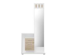 Homey - Mueble Recibidor Vertical, Modelo Odette, Práctico y Funcional, Color Blanco y Cambria, Medidas: 85 cm Largo x 28 cm Fondo x 190 cm Alto