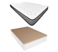 Homey - Pack Colchón Viscoelástico Andrea Reversible + Canapé Madera Abatible Gran Capacidad | Color Blanco 105 x 190