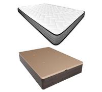 Homey - Pack Colchón Viscoelástico Andrea Reversible + Canapé Madera Abatible Gran Capacidad | Color Wengué 135 x 180