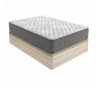 Homey - Pack Colchón Viscoelástico Serenity | Muelles Ensacados 7 Zonas + Canapé Madera Reforzado y Gran Capacidad | Color Cambria 90 x 190