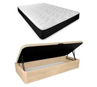 Homey - Pack Colchón Viscoelástico Sleep Pro + Canapé Abatible Gran Capacidad con Apertura Lateral | Color Cambria 105 x 190