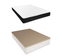 Homey - Pack Colchón Viscoelástico Sleep Pro Reversible + Canapé Madera Abatible Gran Capacidad | Color Gris Polar 150 x 200