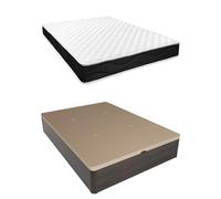 Homey - Pack Colchón Viscoelástico Sleep Pro Reversible + Canapé Madera Abatible Gran Capacidad | Color Wengué 150 x 200