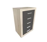 Homey - Sinfonier con 5 Cajones, Cómoda, Modelo Omabella, Práctico y Funcional, Acabado en Colores Cambria y Grafito, Medidas: 60 cm (Ancho) x 107 cm (Alto) x 39.5 cm (Fondo)