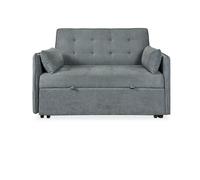 Homey - Sofá Cama de 2 Plazas Modelo Zumaia, Diseño Moderno, Práctico y Funcional, con Cojines Decorativos, Fácil Apertura, Gris