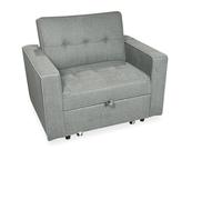 Homey - Sofá Cama Individual de 1 Plaza Modelo Aron, Diseño Moderno, Práctico y Funcional, con Reposabrazos, Gris