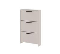 Homey - Zapatero con 3 Puertas y Patas, Mueble para Zapatos Estrecho, Modelo Alais, Acabado en Color Beige, Medidas: 115,5 cm (Alto) x 68,5 cm (Ancho) x 17 cm (Fondo) Práctico y Funcional