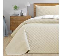 HOMEYA - Colcha bouti para Verano y Entretiempo, 100% Poliester, Colcha Cubre Cama Fina, suava, 180x265 Beige para Cama 90 con una Funda de Almohada
