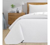 HOMEYA - Colcha bouti para Verano y Entretiempo, 100% Poliester, Colcha Cubre Cama Fina, suava, 180x265 Blanco para Cama 90 con una Funda de Almohada