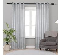 HOMEYA - Cortina Translucido Liso para Ventana - Cortina con Ojales Poliéster Color Sólido para Salón Dormitorio 2 Pieza 140x260cm Gris claro
