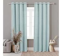 HOMEYA - Cortinas Semiopacas 140x260cm - Cortina Tacto parecido al Lino, Deja Pasar la luz - Cortinas para Salon, Dormitorio 2 Unidades (Turquesa)