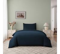 HOMEYA Juego de Funda Nórdica Cama 90 de 2 Piezas, Funda Edredón 150x220cm + 1 Almohada 50x75cm, Poliéster Patrón Moderna Liso, Sin Bajera, Marino