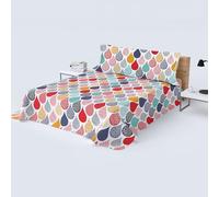 HOMEYA - Juego de sábana Cama 90cm - Juego de 3 Piezas - sábana encimera 165x260, Bajera Ajustable 90x190, Funda Almohada 45x110, Estampada