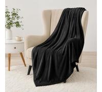 HOMEYA Manta Sofá de Franela, Cálida y Suave, 130 x 160 cm, Negro | Mantas para cama 90 extra suave, mantas para sofá térmicas para invierno, tacto agradable, opción ideal para regalar