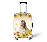 Homeyang Funda Maleta Caballo Amarillo Girasol Fundas Maletas de Viaje Anti-Polvo Elástico Protectora Cubierta de Equipaje 18-32 Pulgadas Funda para Maletas Lavable (M)