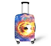 Homeyang Funda Maleta Cabina Fútbol Azul Rojo Funda Maleta Protectora Elástico Spandex Poliéster Lavable Cubierta de Equipaje 18-32 Pulgadas Fundas Maletas de Viaje (S)