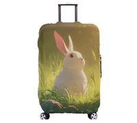 Homeyang Funda Maleta Conejos Blancas Rosados Funda para Maletas Elástico Spandex Poliéster Lavable a Máquina18-32 Pulgadas Protectora Arañazo Decoración Fundas Maletas de Viaje (S)
