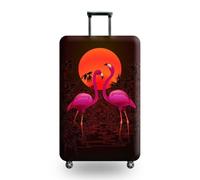 Homeyang Funda Maleta Flamingo Sol Naranja Fundas Maletas de Viaje Anti-Polvo Elástico Protectora Cubierta de Equipaje 18-32 Pulgadas Funda para Maletas Lavable (M)