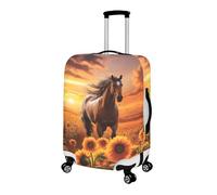 Homeyang Funda Maleta Grande Caballo Naranja Girasol Funda para Maletas Extraíble Lavable Elástico Spandex Poliéster Protectora Raspones Fundas Maletas de Viaje Reutilizable (XL)