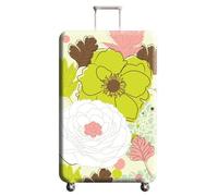 Homeyang Funda Maleta Grande Flor Verde Rosa Funda para Maletas Anti-Polvo Protectora Elástico Lavable Spandex Poliéster Reutilizable Maletas Grandes de Viaje (XL)
