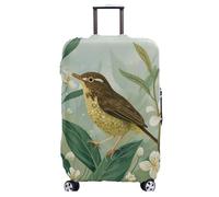 Homeyang Funda Maleta Hojas De Pájaro Marrón Funda para Maletas Elástico Spandex Poliéster Lavable a Máquina18-32 Pulgadas Protectora Arañazo Decoración Fundas Maletas de Viaje (S)