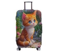 Homeyang Funda Maleta Lindo Gato Naranja Funda para Maletas Elástico Spandex Poliéster Lavable a Máquina18-32 Pulgadas Protectora Arañazo Decoración Fundas Maletas de Viaje (S)