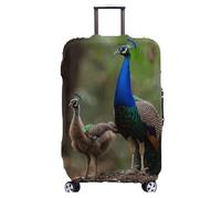 Homeyang Funda Maleta Mediana Elegante Pavo Real Azul Fundas Maletas de Viaje Anti-Polvo Raspones Protectora Elástico Poliéster Lavable y Reutilizable para 18-32 Pulgadas Fundas para Maletas (L)