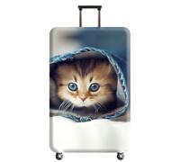 Homeyang Funda Maleta Vaquero Gato Azul Fundas Maletas de Viaje Anti-Polvo Elástico Protectora Cubierta de Equipaje 18-32 Pulgadas Funda para Maletas Lavable (L)