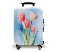Homeyang Funda para Maletas Flor Azul Retro Fundas Maletas de Viaje Elástico Spandex Poliéster Lavado a Máquina 18-32 Pulgadas Protectora Funda Maleta para Vacaciones (M)
