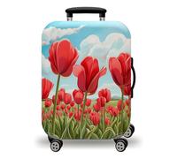 Homeyang Funda para Maletas Flor Roja Azul Fundas Maletas de Viaje Elástico Spandex Poliéster Lavado a Máquina 18-32 Pulgadas Protectora Funda Maleta para Vacaciones (M)