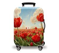 Homeyang Funda para Maletas Flores Rojas Nubes Fundas Maletas de Viaje Elástico Spandex Poliéster Lavado a Máquina 18-32 Pulgadas Protectora Funda Maleta para Vacaciones (M)