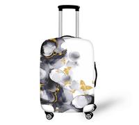 Homeyang Funda para Maletas Mariposa Dorada Gris Fundas Maletas de Viaje Elástico Spandex Poliéster Lavado a Máquina 18-32 Pulgadas Protectora Funda Maleta para Vacaciones (M)