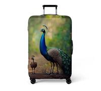 Homeyang Funda para Maletas Pavo Real Elegante Azul Fundas Maletas de Viaje Elástico Spandex Poliéster Lavado a Máquina 18-32 Pulgadas Protectora Funda Maleta para Vacaciones (M)