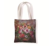 Homeyang Tote Bag Tela Flores Rosadas Tropicales Bolsas de Tela Mango Largo Reutilizable Lavable Bolsa Compra Totebag para Universidad Escolar Trabajo Viajes Plegable Tote Bag Juego de 2 (33x37 cm)