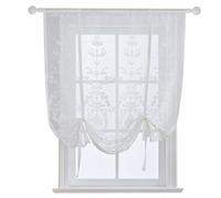 HomeyHo Cortinas de globo y cortinas de amarre, cortinas transparentes con bordado para sala de estar, cortinas bordadas para sala de estar, cortinas de flores para sala de estar, 39 x 47 pulgadas