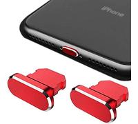 HOMEYU Enchufe Antipolvo de Aluminio de Primera Calidad para iPhone 12,11, X, XS, XR, 8, 7, Plus, MAX, Pro, [Paquete de 2] - Cubierta de Jet para Puerto Lightning - (Rojo)