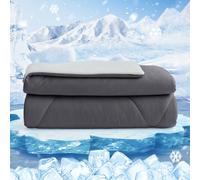 HOMFINE Manta Refrescante para Personas - Doble Cara Manta de Verano para Sofa Cama Verano Q-MAX>0.4 Suave Manta de enfriamiento, Cooling Blanket, Anti Estático, Gris, 270 x 230 cm