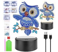 Homgaty Kits de pintura de diamantes para, luz nocturna creativa 5D, arte de diamantes para, haz tu propia luz de escritorio de animales de gema, artes y manualidades