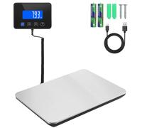 HOMGEN Báscula Paquetería Balanza Plataforma Digital Envíos 200 kg | Acero inoxidable pantalla LCD remota tara retención equipaje mascotas almacén comercio logística batería recargable