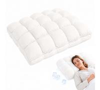 Homgo Almohada abullonada de tejido helado, almohada esponjosa con tacto de seda de hielo, almohadas acolchadas con flujo de aire con relleno resistente de 2 capas, nunca plana, lavable, suave para