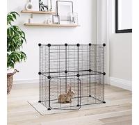 Homgoday 12-Panel Pet Cage with Door Black 35x35 cm Steel, Pet Dog Pen Puppy Playpen, Rabbit Run Cat Duck Cage Fence, Indoor/Outdoor Small Animal Cages Pet Carrier 67 Animals & Pet Supplies