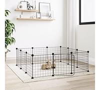 Homgoday 12-Panel Pet Cage with Door Black 35x35 cm Steel, Pet Dog Pen Puppy Playpen, Rabbit Run Cat Duck Cage Fence, Indoor/Outdoor Small Animal Cages Pet Carrier 83 Animals & Pet Supplies