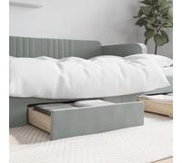Homgoday 2 cajones de cama gris claro madera multicapa y terciopelo, marco de cama, marco de cama, marco de cama, marco moderno, estructura para salón, dormitorio