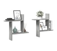 Homgoday 2 estantes de pared, color gris cemento, 50 x 12 x 50 cm, de aglomerado, decoración de muebles, estante de pared, estantería de pared para colgar en la entrada o estante