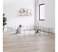 Homgoday 28-Panel Pet Cage with Door Black 35x35 cm Steel, Pet Dog Pen Puppy Playpen, Rabbit Run Cat Duck Cage Fence, Indoor/Outdoor Small Animal Cages Pet Carrier 80 Animals & Pet Supplies