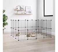 Homgoday 28-Panel Pet Cage with Door Black 35x35 cm Steel, Pet Dog Pen Puppy Playpen, Rabbit Run Cat Duck Cage Fence, Indoor/Outdoor Small Animal Cages Pet Carrier 59 Animals & Pet Supplies