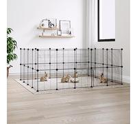 Homgoday 36-Panel Pet Cage with Door Black 35x35 cm Steel, Pet Dog Pen Puppy Playpen, Rabbit Run Cat Duck Cage Fence, Indoor/Outdoor Small Animal Cages Pet Carrier 58 Animals & Pet Supplies